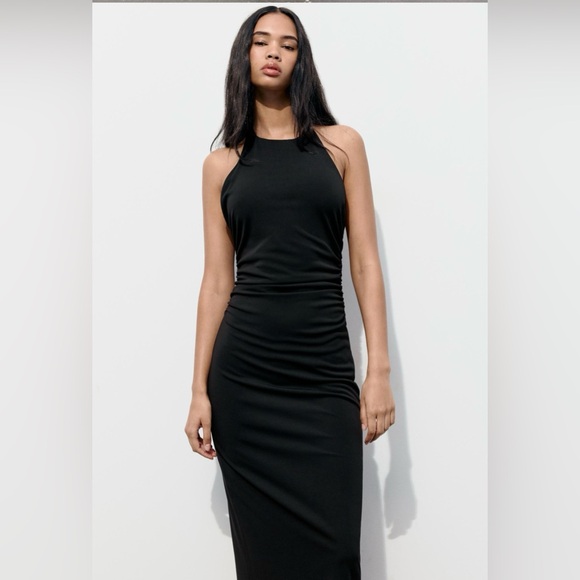 ZARA OPEN BACK HALTER DRESS SIZE L - Picture 1 of 14